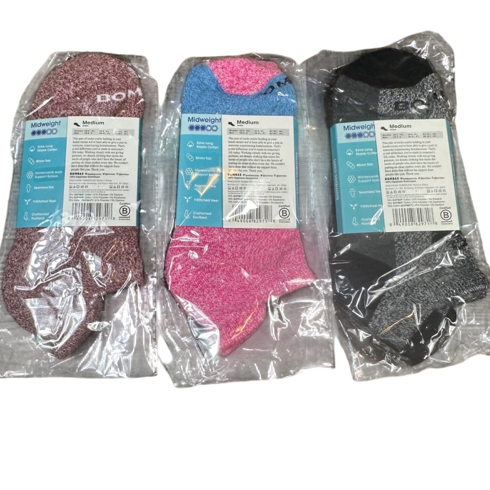 Bombas Ankle Socks NWT Women Medium Multicolor Midweight 3 Pair Bundle - Picture 2 of 2